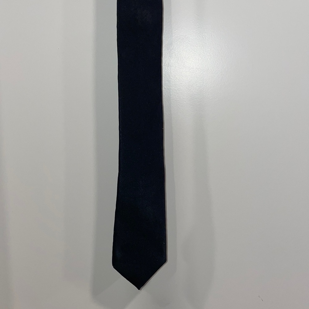 Mens Super Skinny 100% Silk Black Tie